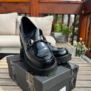 Tony Bianco Greer Loafers – Black Hi Shine – Size 38
